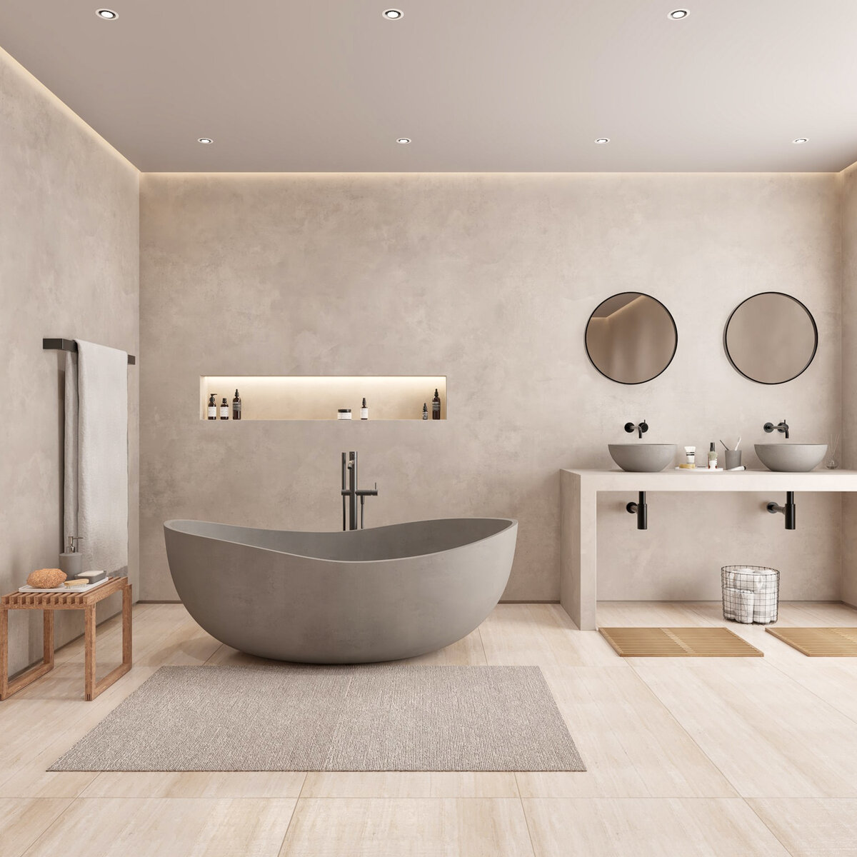 Ideavit Ligbad Vrijstaand Idea.Sense 160x100x59.4 cm Ovaal Beton Donker Grijs