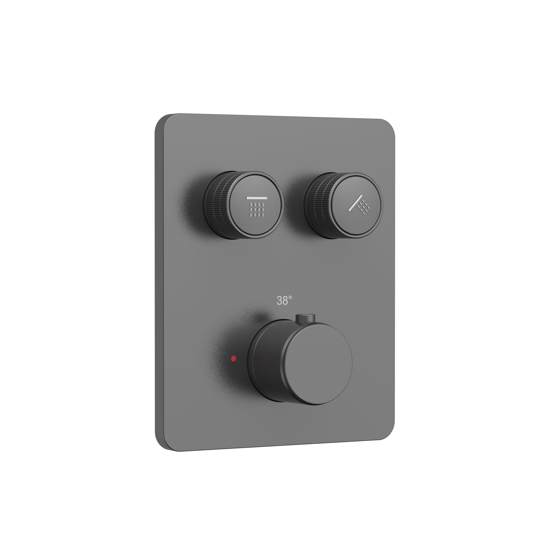 Stria Douchemengkraan - 2 Weg - Thermostatisch - Drukknoppen Met Verfijnde Ribbelstructuur - Met Inbouwbox En Afbouwdeel - Rechthoekig - Gunmetal (PVD)