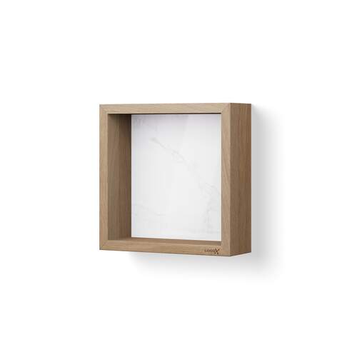 Looox Silestone Wooden BoX 30x30 cm, eiken old grey, achterplaat Silestone Calacatta Gold Polished