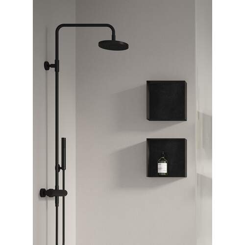 Looox Silestone Colour BoX 30x30cm, matt black, achterplaat Silestone Corktown Suede