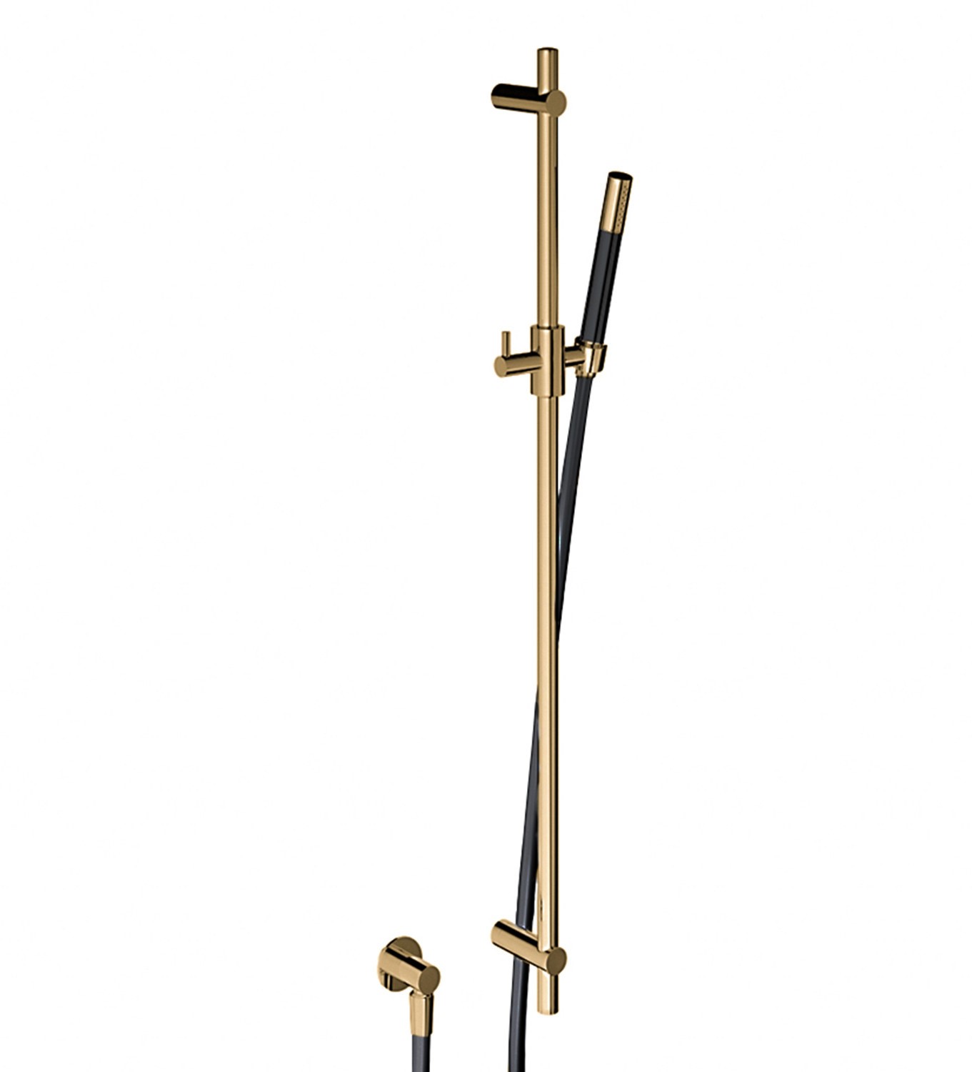 Hotbath Glijstang 90cm Met Wandaansluitbocht, Doucheslang 150cm En Staafhanddouche Gepolijst Messing - Living Colours