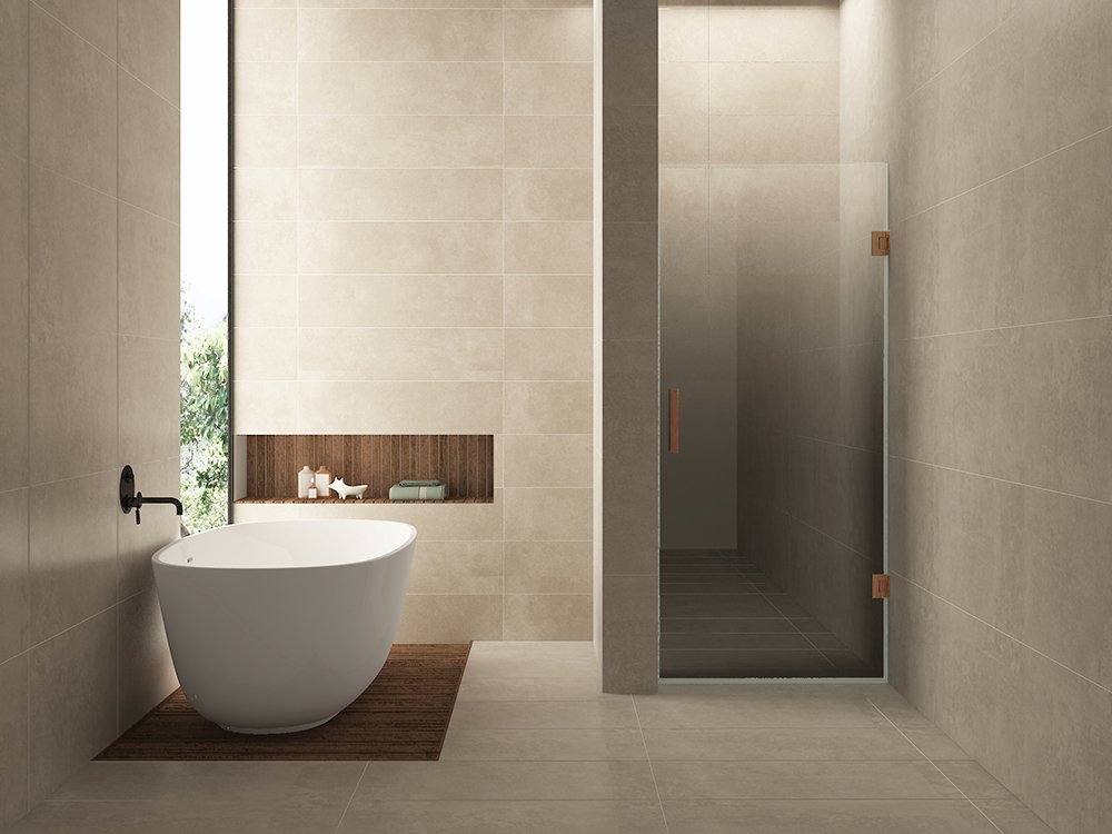 Less nisdeur rechts 900 x 2000 x 8 mm nano spiegelrook- naar helder glas/geborsteld brons koper