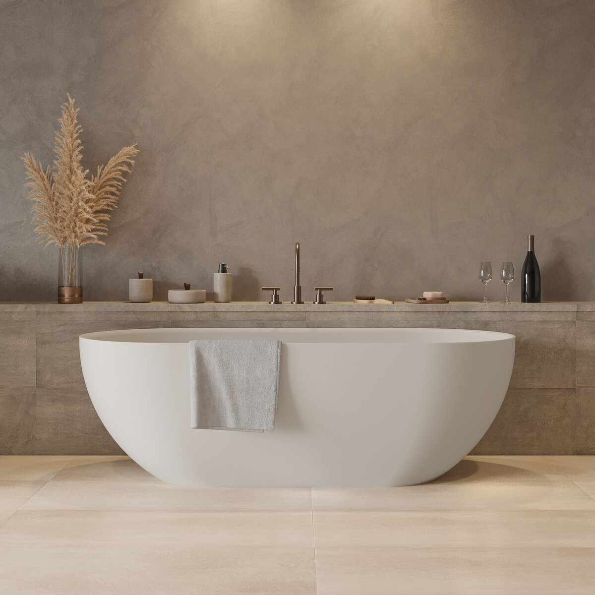 Ideavit Solidera Vrijstaand bad - 170x80x55cm - Solid surface - Ovaal - Mat Wit