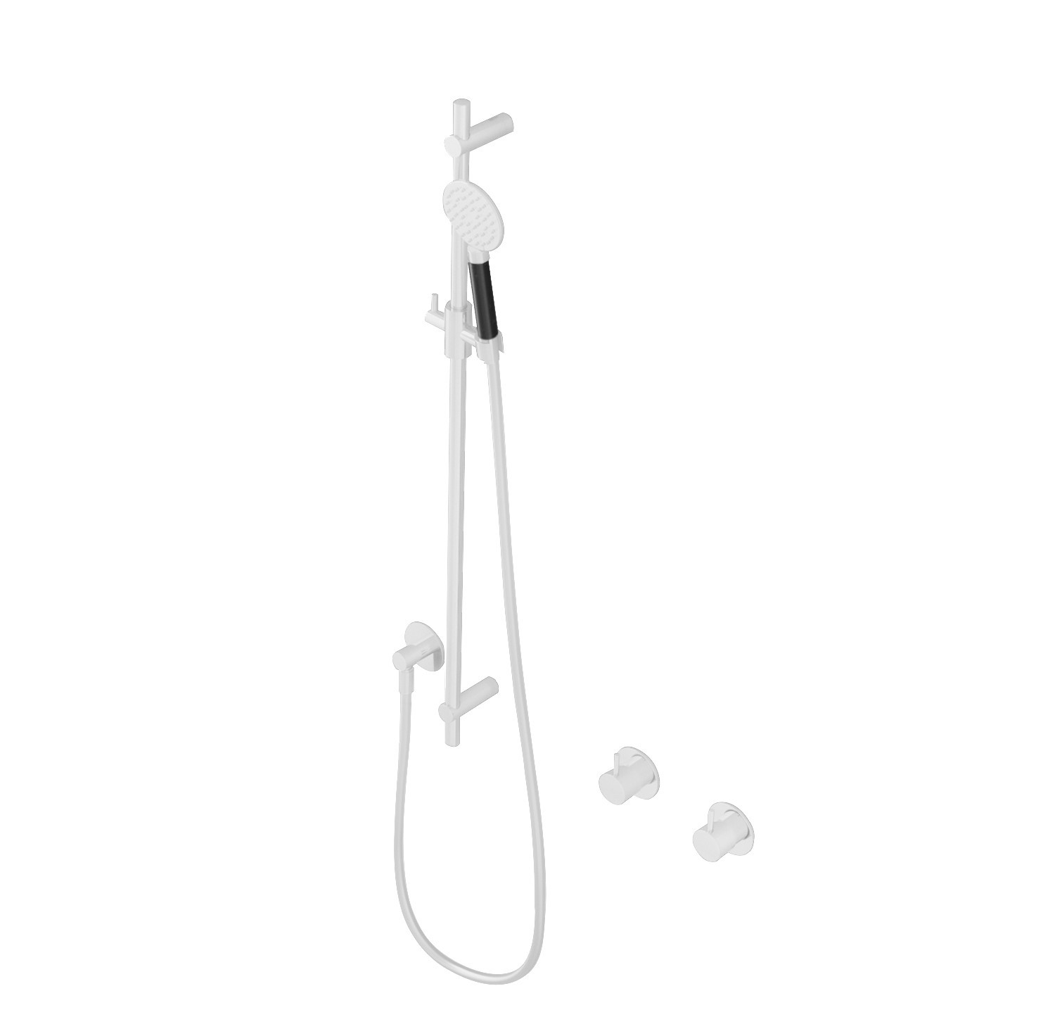 Hotbath Glijstang 90cm Met Wandaansluitbocht, Doucheslang 150cm En Ronde Handdouche Mat Wit