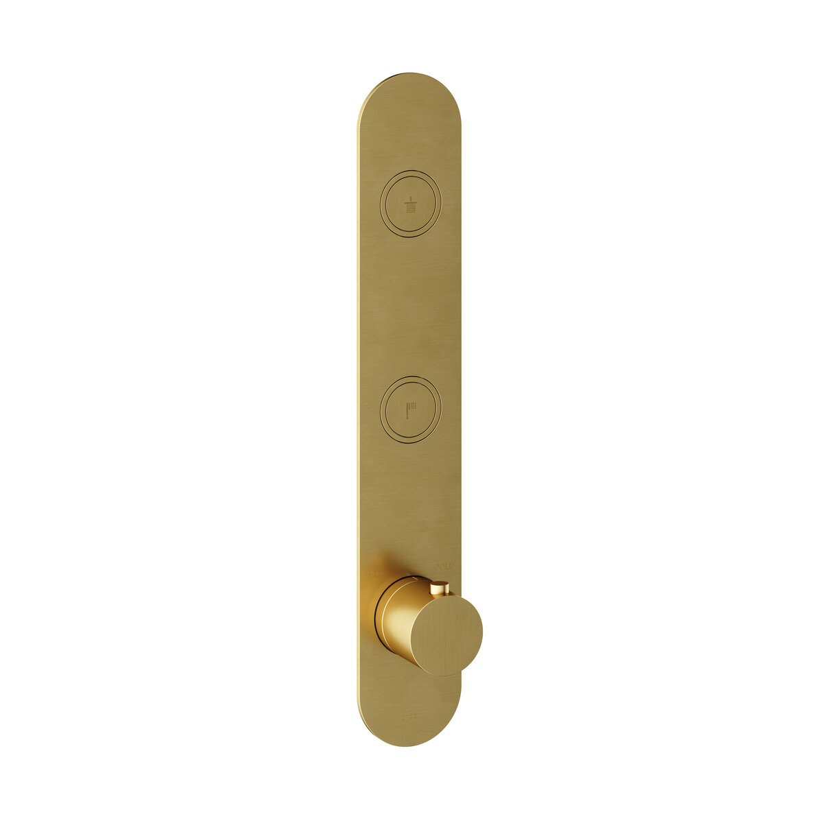 Hotbath Cobber Afbouwdeel - Inbouw Thermostaatkraan Met 2 Pushbuttons Verticale Plaatsing Geborsteld Messing PVD