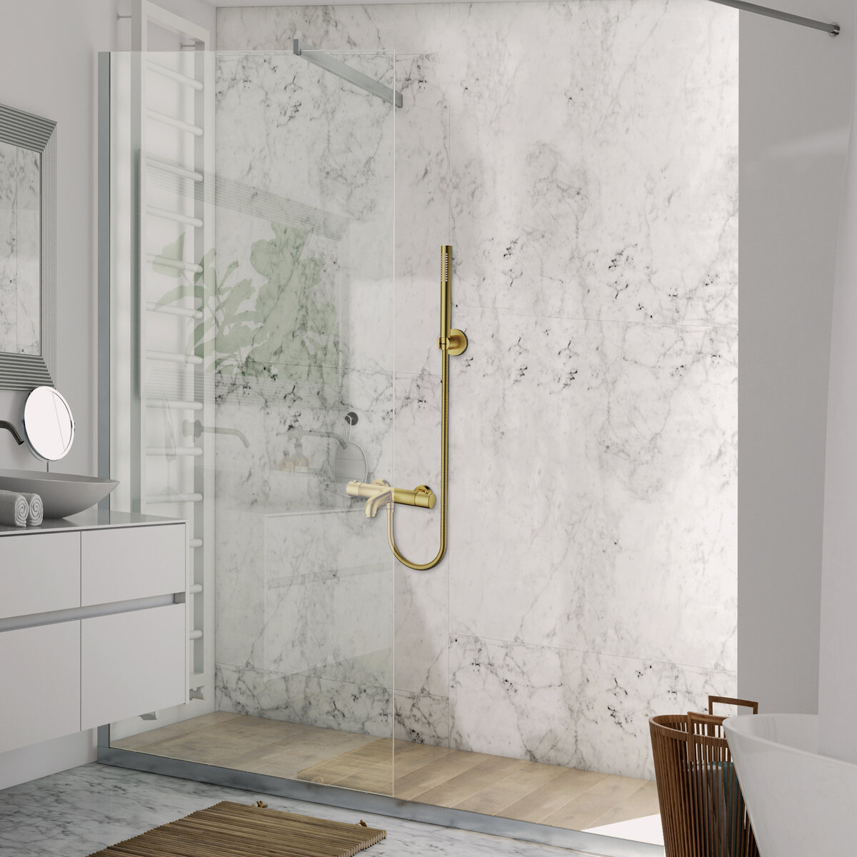 Creavit Aloni Thermostatische Bad/Douchekraan Geborsteld Goud