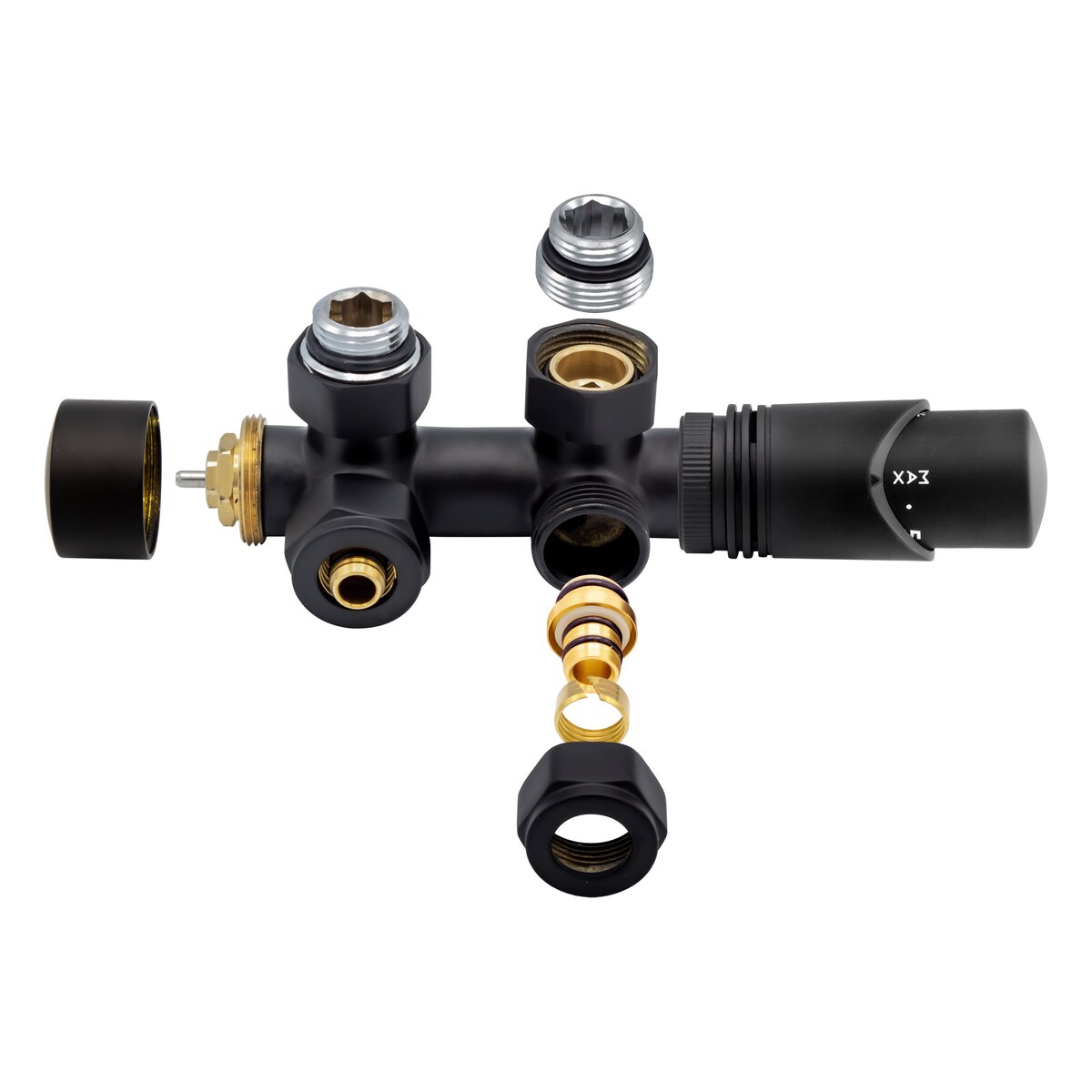Belrad Thermostatische Radiatorkraan Haaks Zwart