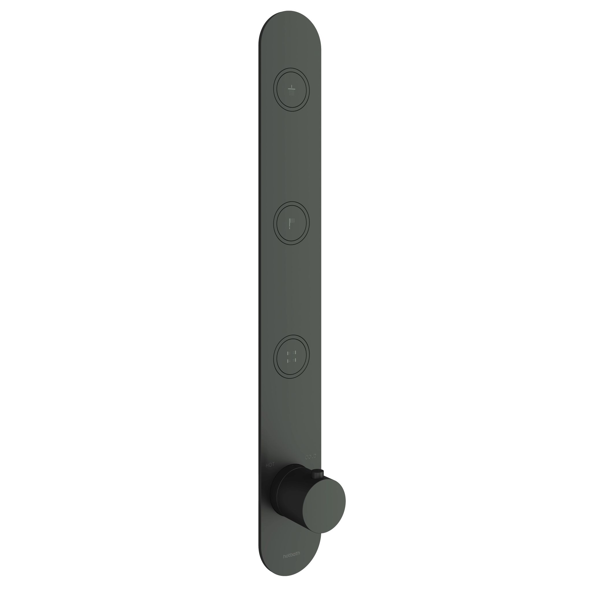 Hotbath Cobber Afbouwdeel - Inbouw Thermostaatkraan Met 3 Pushbuttons Verticale Plaatsing Mat Zwart