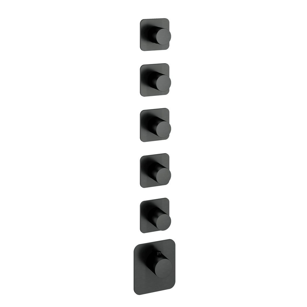 Hotbath Gal Afbouwdeel - Highflow Thermostaat Met 5 Stopkranen Geborsteld GunMetal PVD