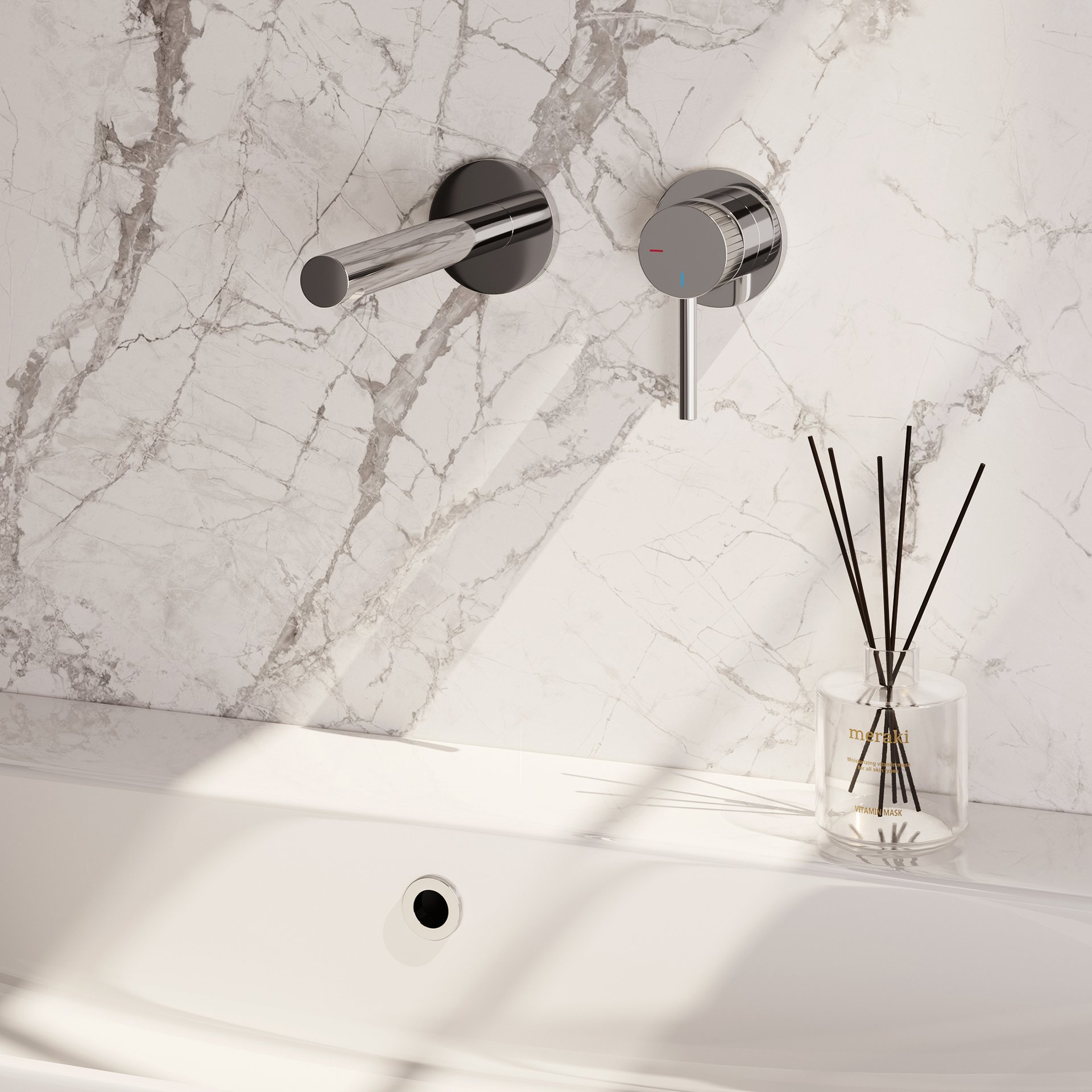 BRAUER Stripe inbouw wastafelmengkraan met rechte uitloop en rozetten model A1 chroom