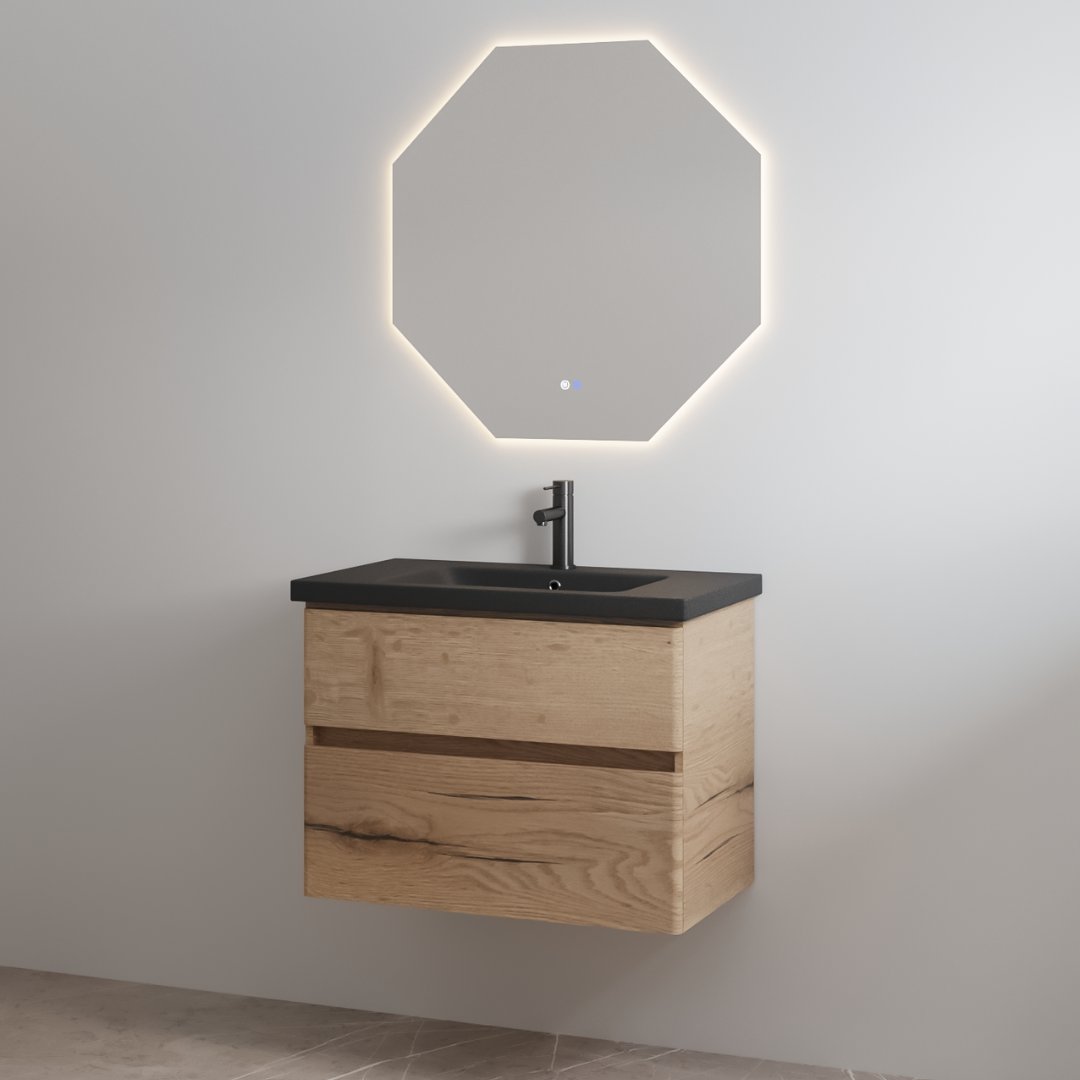 Best-Design badkamermeubelset "Quick-Black" Halifax onderkast + Mat-zwart wastafel 80cm
