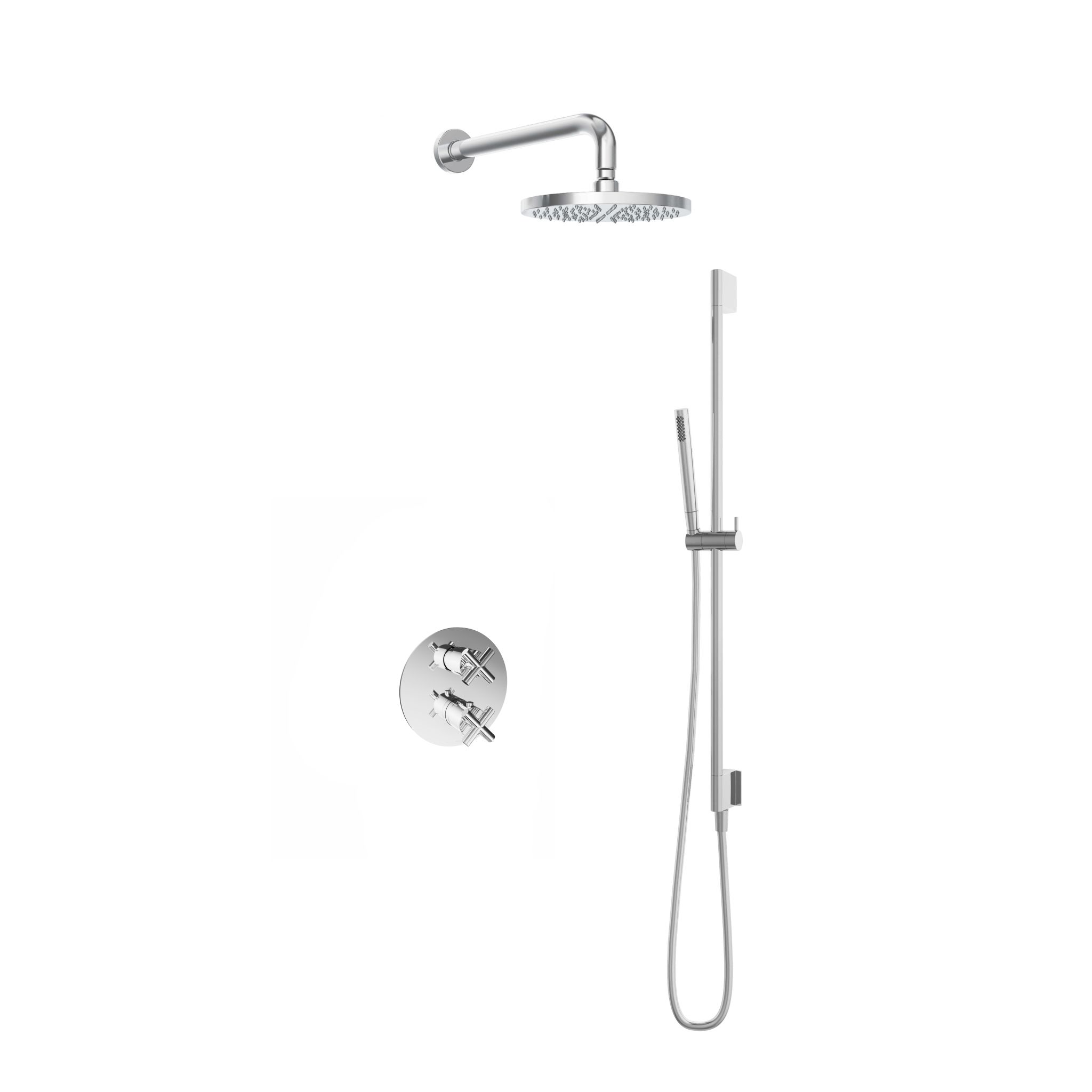 Hotbath Chap Inbouw Regendoucheset Rond Met 2-weg-omstel, Wandarm, Hoofddouche 20cm, Staafhanddouche En Glijstang Chroom