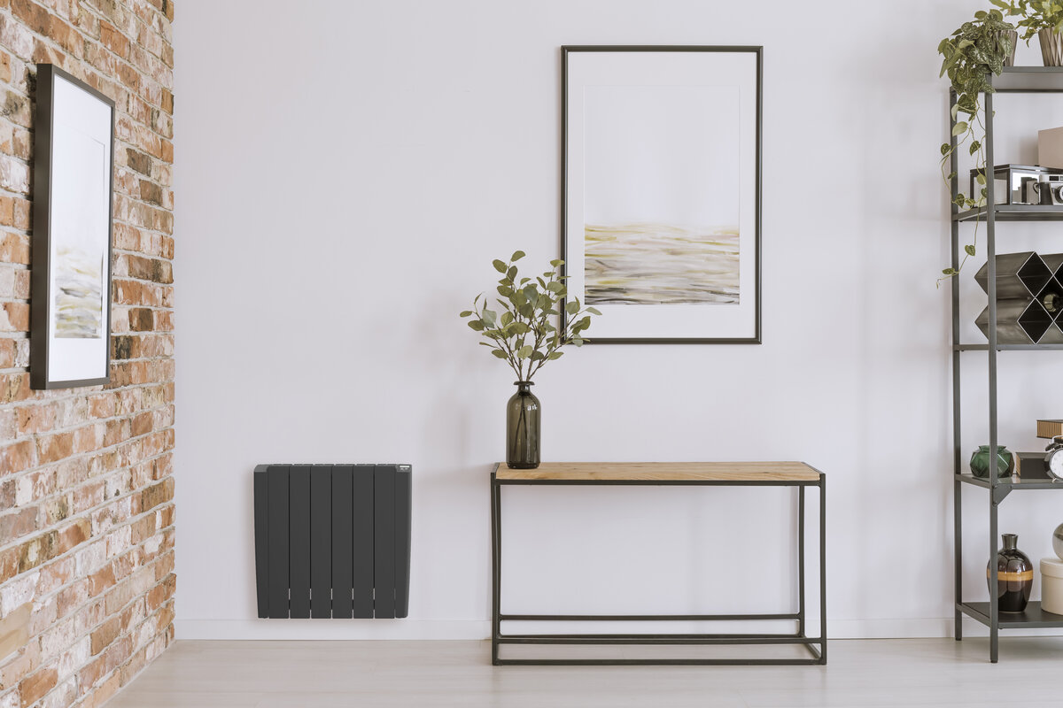 Belrad Elektrische Radiator Aluminium / Wandmodel Met Stekker en Afstandsbediening Antracietgrijs 2000W - Afmetingen: 108 x 58 cm
