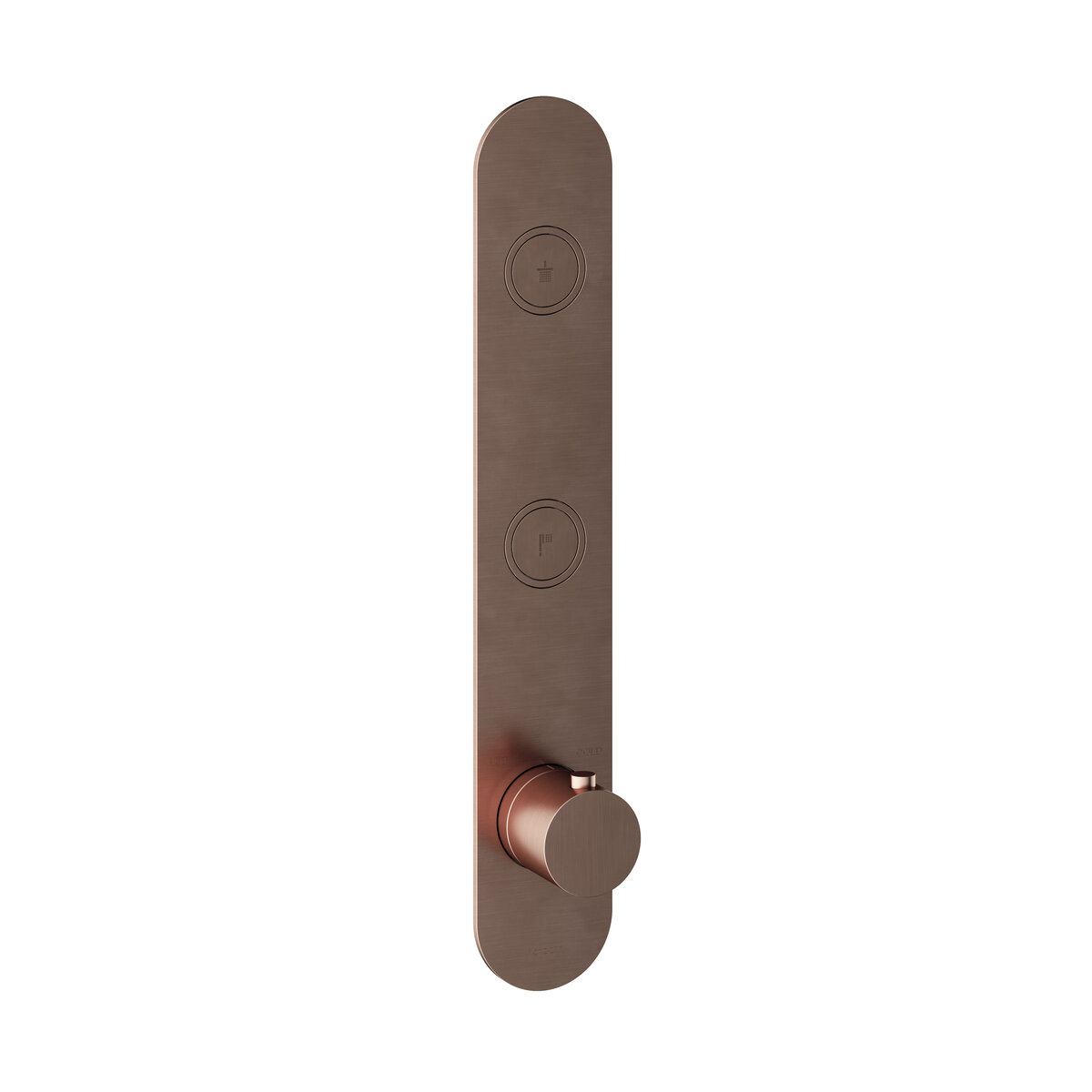 Hotbath Cobber Afbouwdeel - Inbouw Thermostaatkraan Met 2 Pushbuttons Verticale Plaatsing Geborsteld Koper PVD