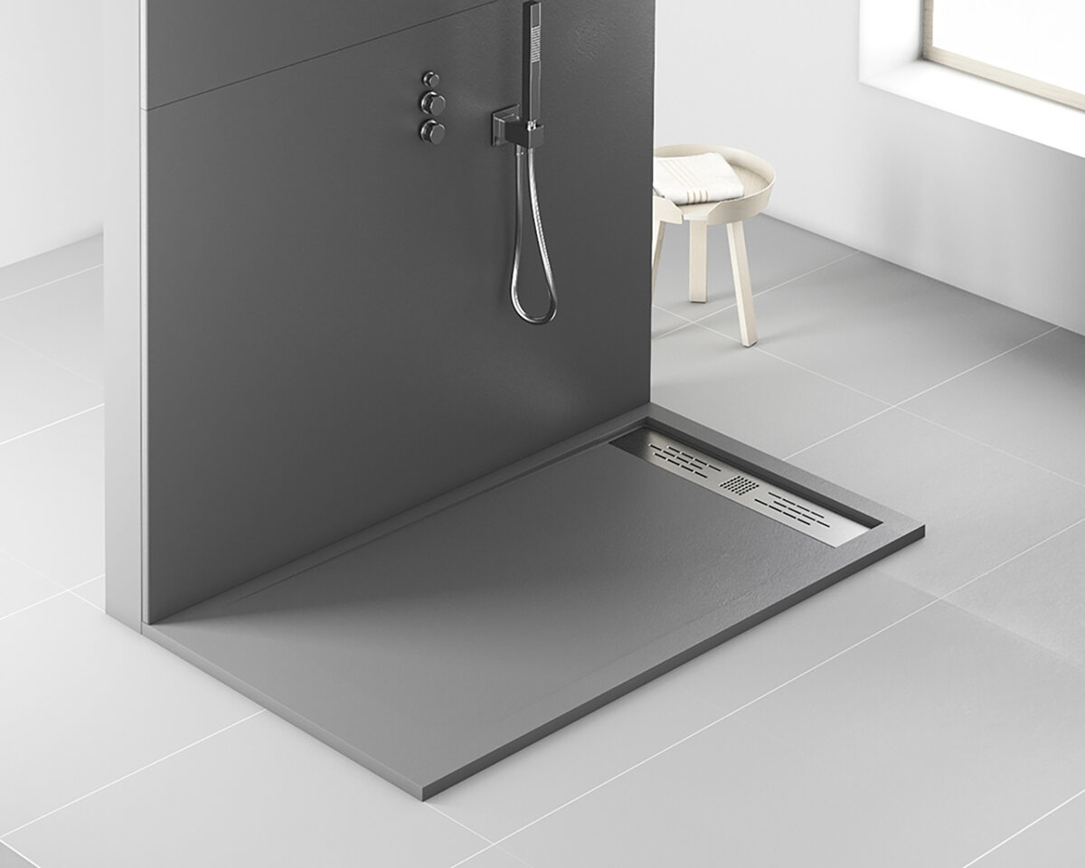 Creavit Aloni Elite Flat Composietsteen Douchebak Grijs 120x80x3cm