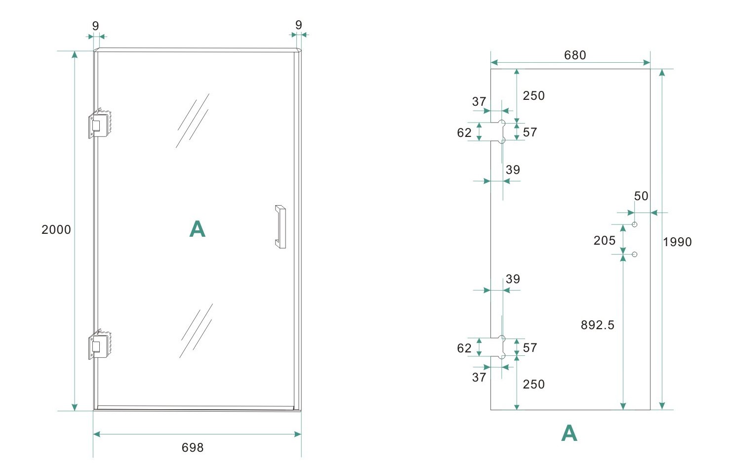 Less glas voor nisdeur 700 x 2000 x 8 mm nano helder glas