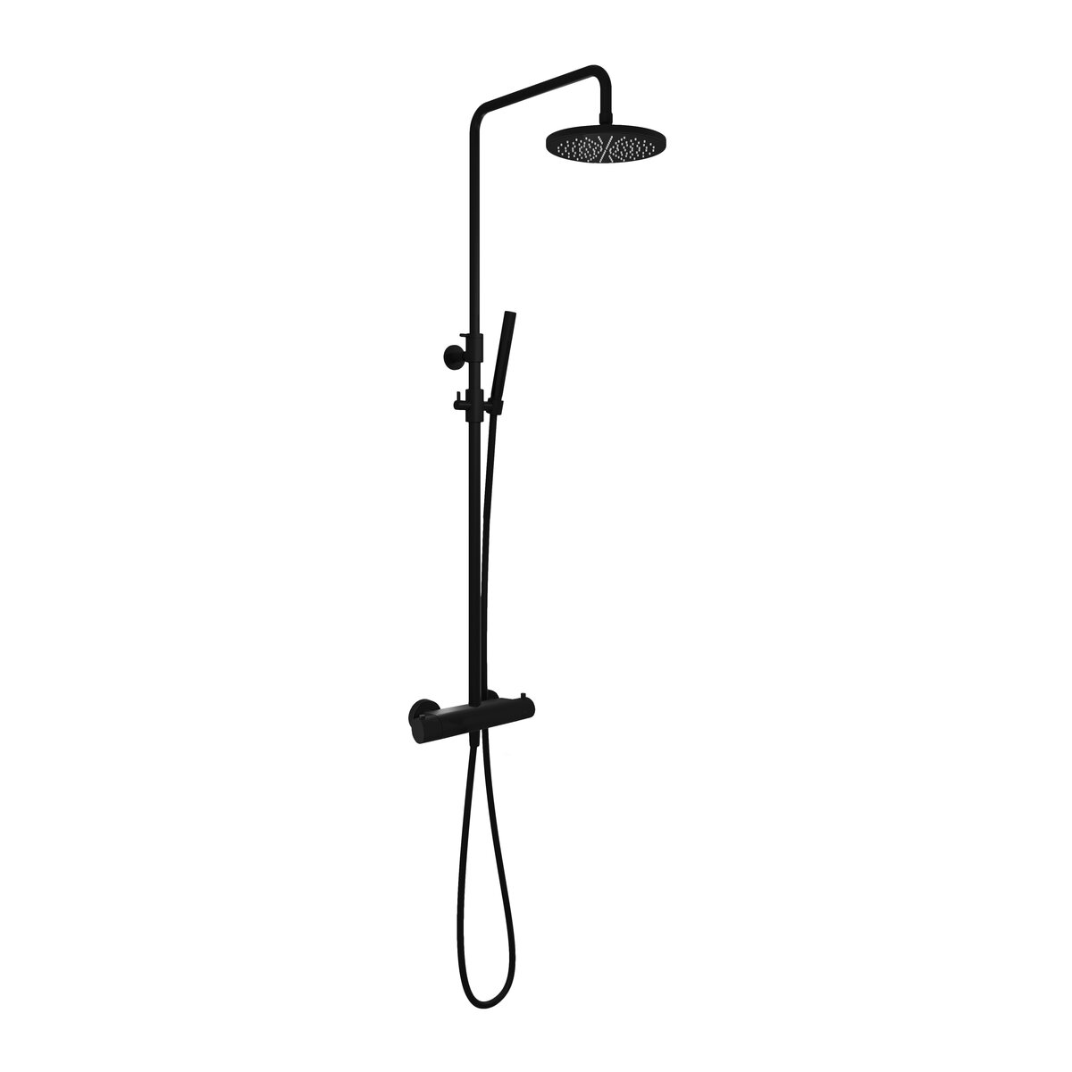 Hotbath Cobber X Opbouw Regendoucheset Met Thermostaatkraan, Hoofddouche 20cm En Staafhanddouche Mat Zwart