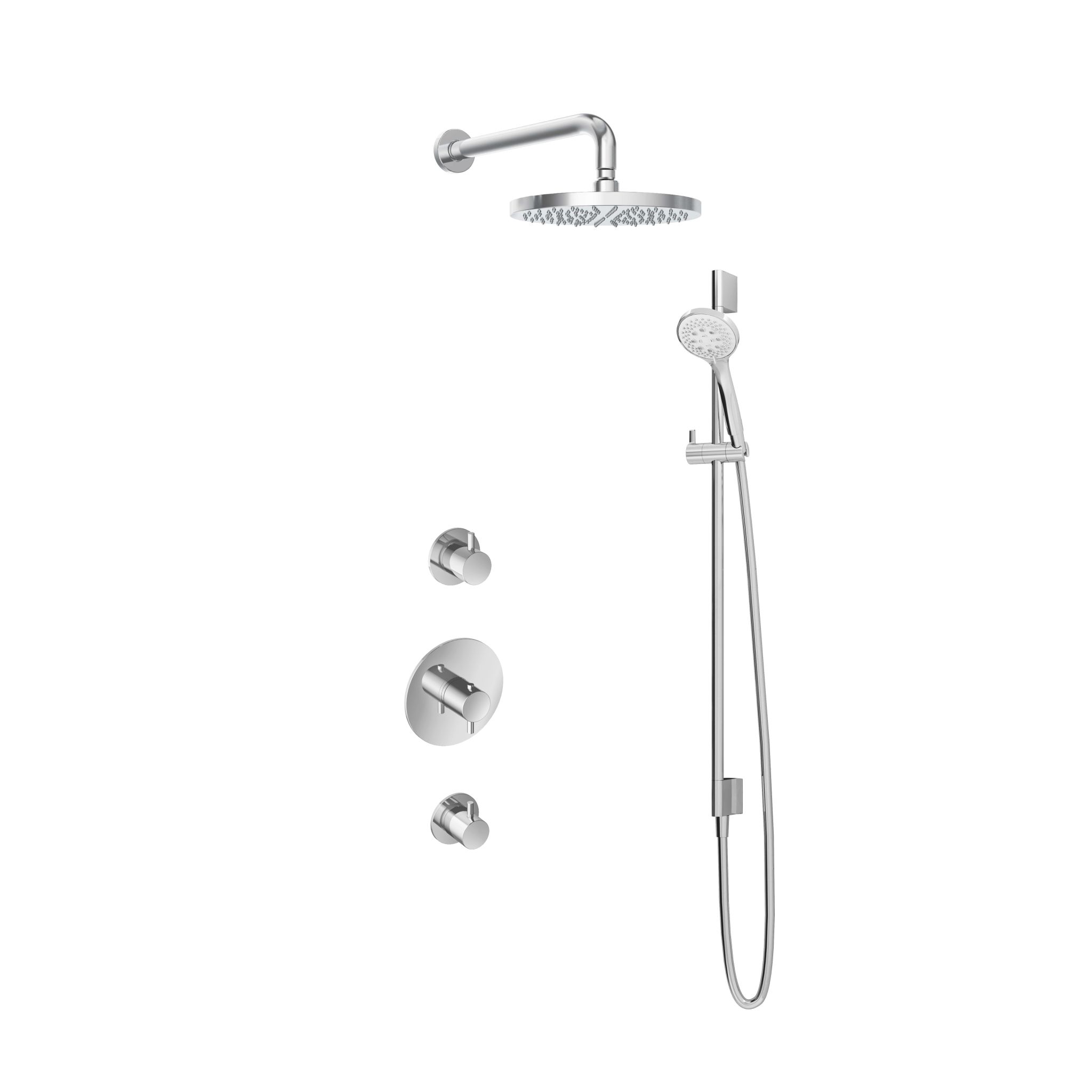 Hotbath Laddy Inbouw Regendoucheset Rond Met 2 Stopkranen, Wandarm, Hoofddouche 25cm, 3-Standen Handdouche En Glijstang Chroom