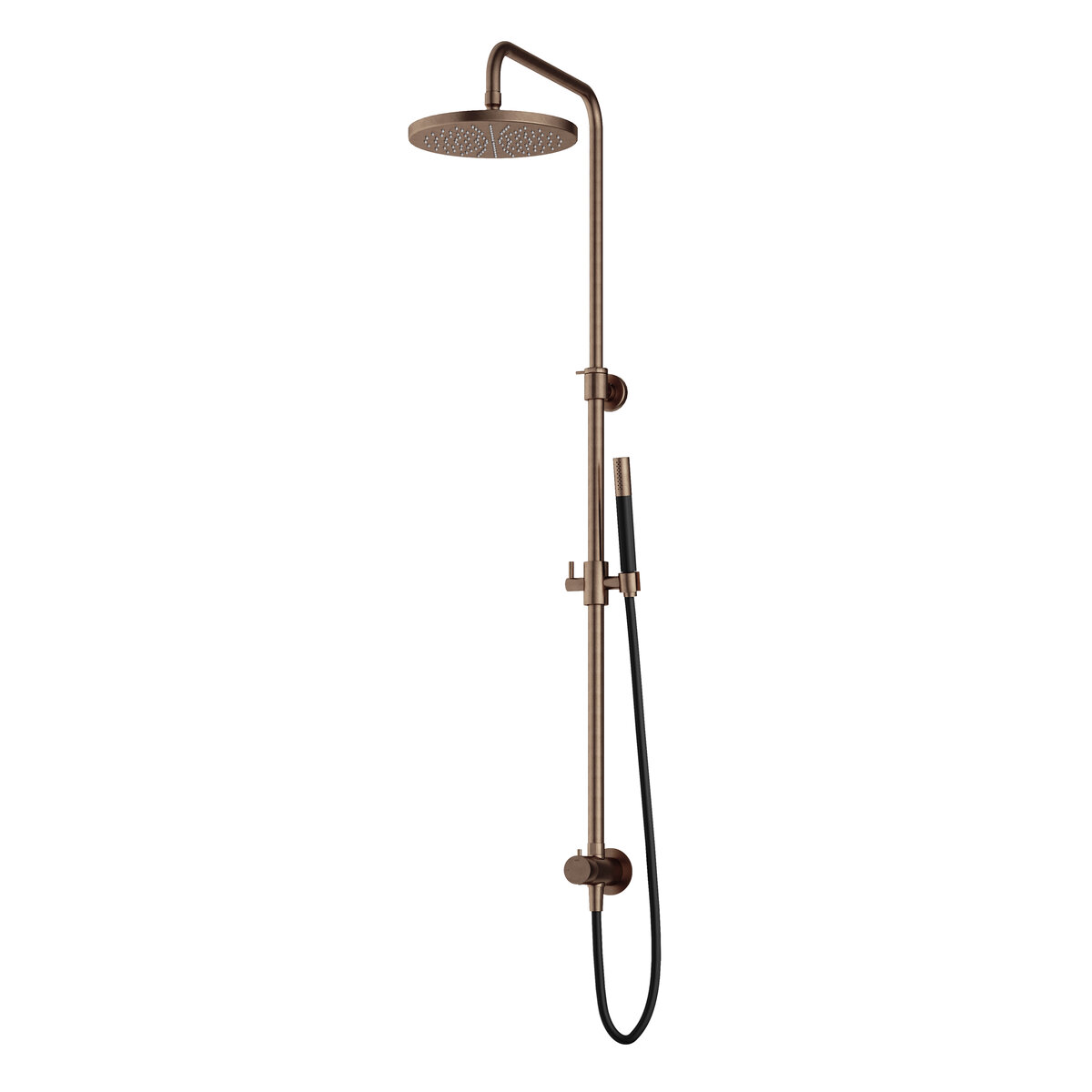 Hotbath Cobber Opbouw Regendoucheset Met Omstel, Hoofddouche 30cm En Staafhanddouche Verouderd Messing - Living Colours