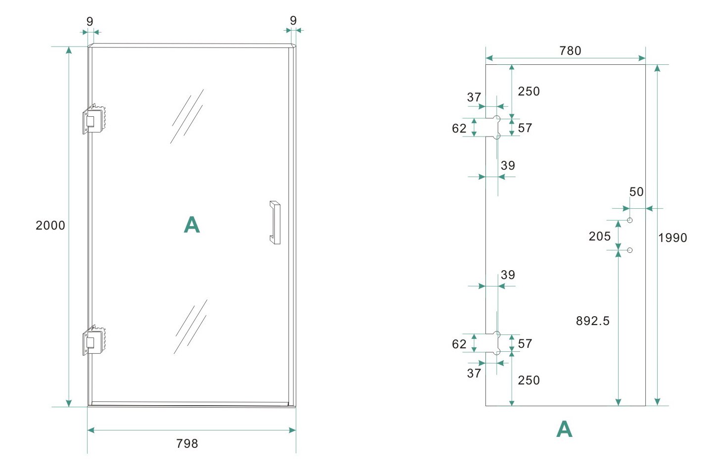 Less glas voor nisdeur 800 x 2000 x 8 mm nano helder glas