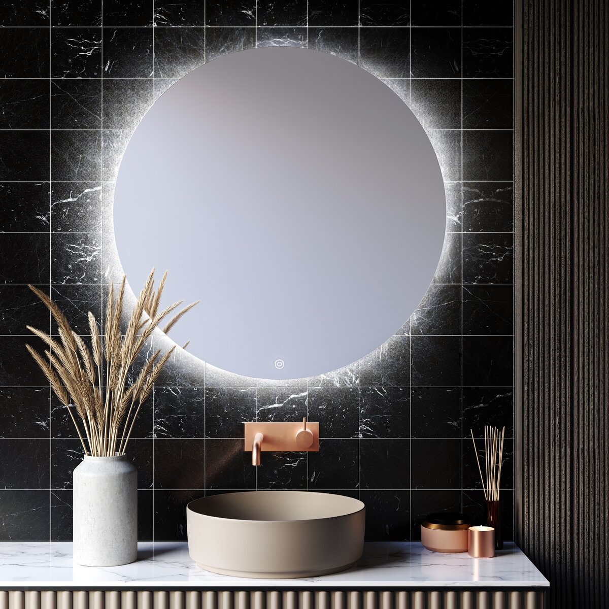 Hotbath Cobber Badkamerspiegel Rond 80 cm Met Indirecte Verlichting En Spiegelverwarming