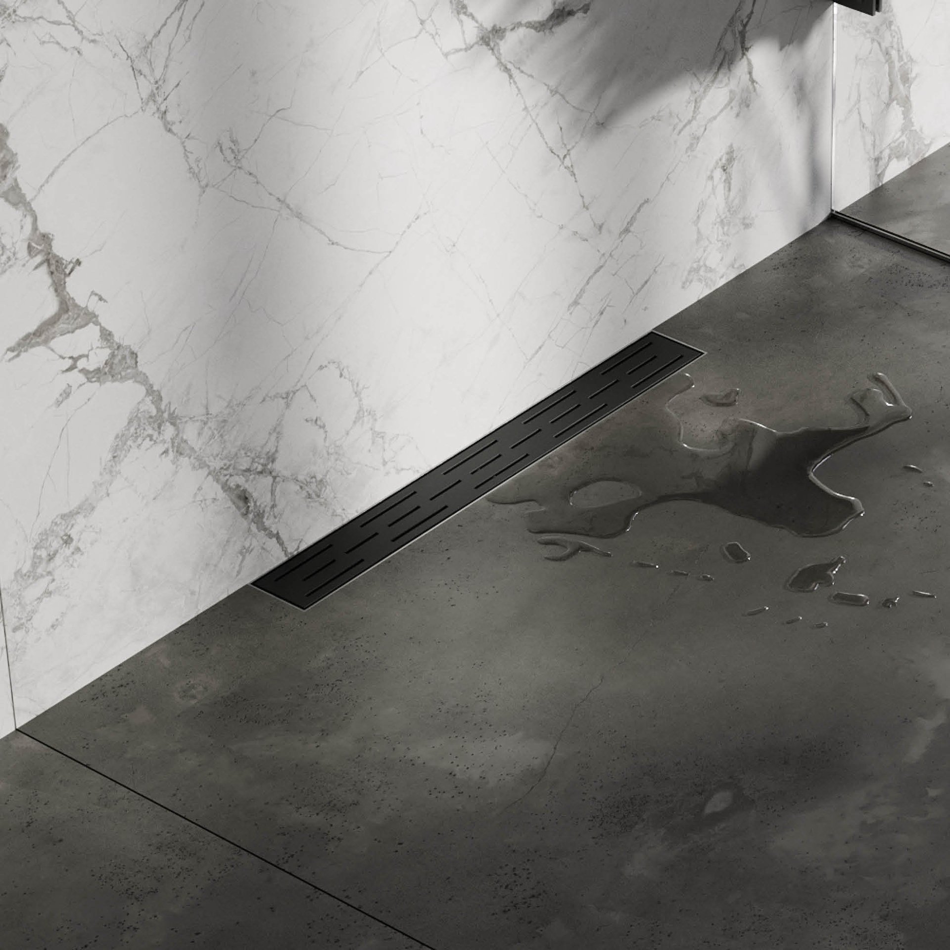 BRAUER Douchegoot met standaard rooster en flens voor wandmontage 7 x 60 zwart