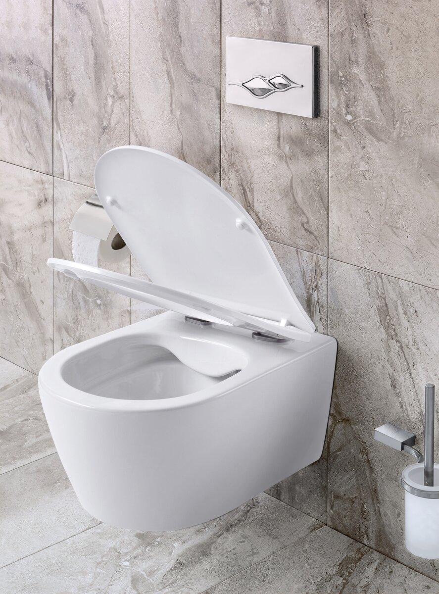 Creavit Aloni Pro Ophang Wc Rim-Off Keramiek + Zitting Wit