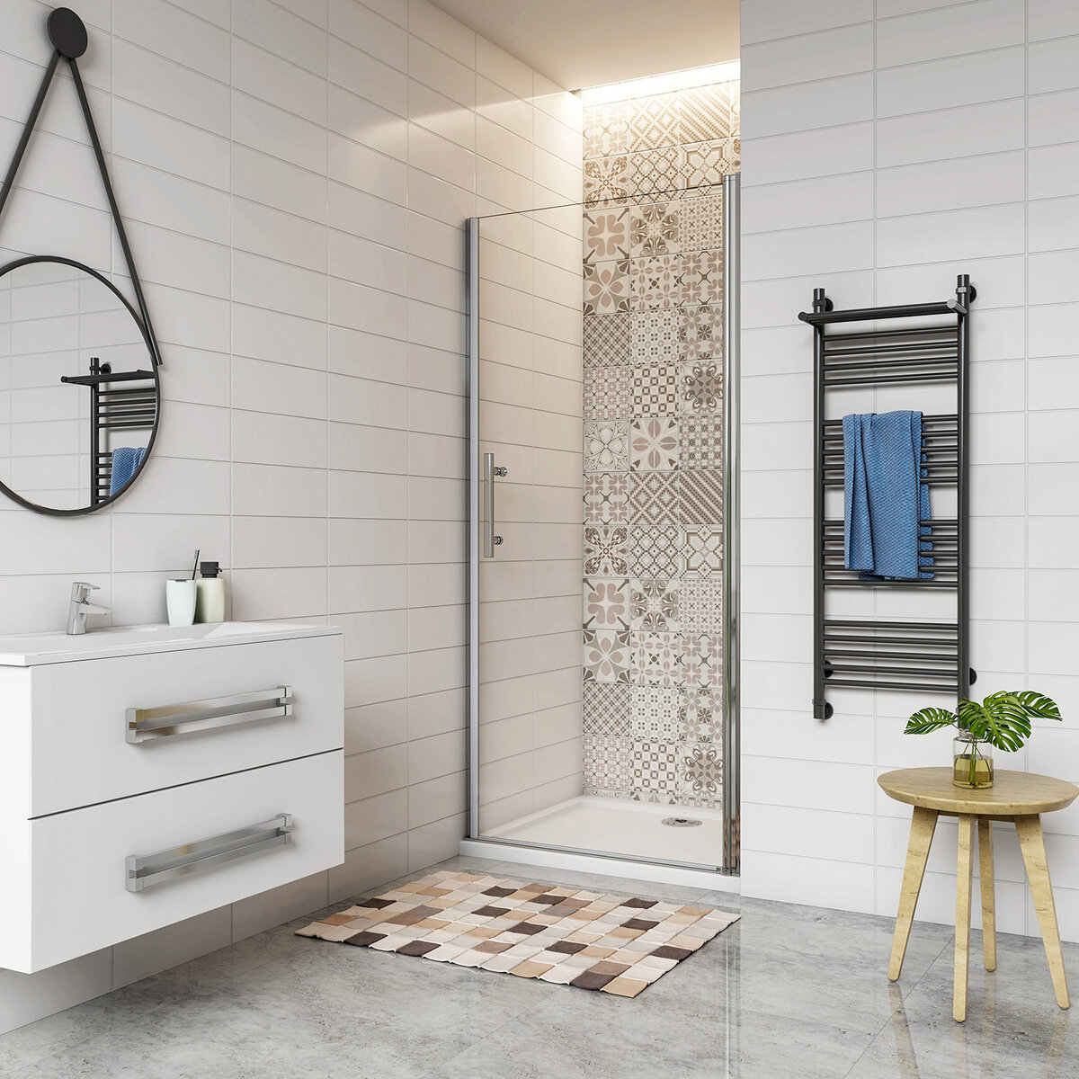 Douchedeur Holly Nisdeur 80x195 Draaideur 6mm Helder glas Antikalk Chroom