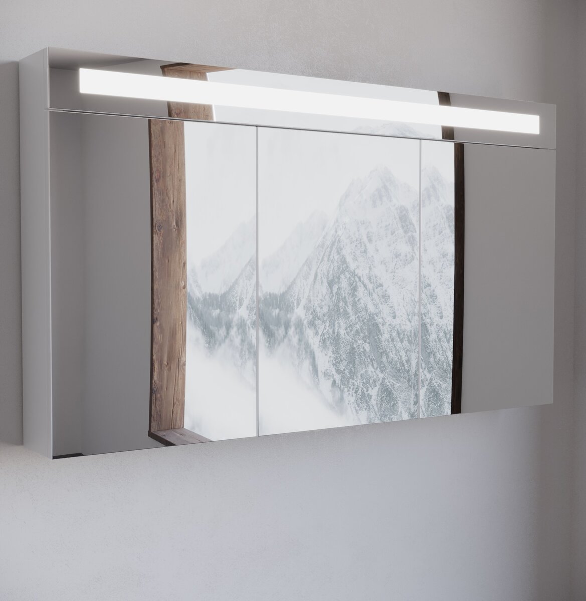 Spiegelkast / Badkamerkast Speciano - Wit - 120x68cm - LED Verlichting - Voorgemonteerd - 3 Deurs - Tuimelschakelaar