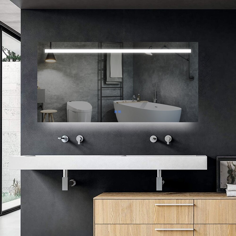Badkamerspiegel - Moonlight - Rechthoek - 120x60cm - Spiegelverwarming - 3-standen Dimbare LED Verlichting - Touch Sensor