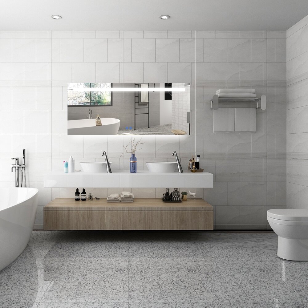 Badkamerspiegel - Moonlight - Rechthoek - 140x60cm - Spiegelverwarming - 3-standen Dimbare LED Verlichting - Touch Sensor