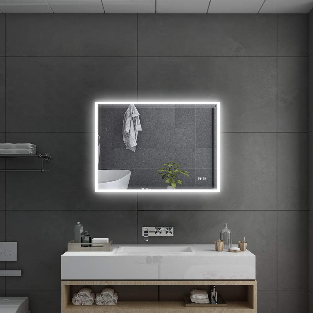 Badkamerspiegel - Starlight - Rechthoek - 70x50cm - Spiegelverwarming - 3-standen Dimbare LED Verlichting - Touch Sensor