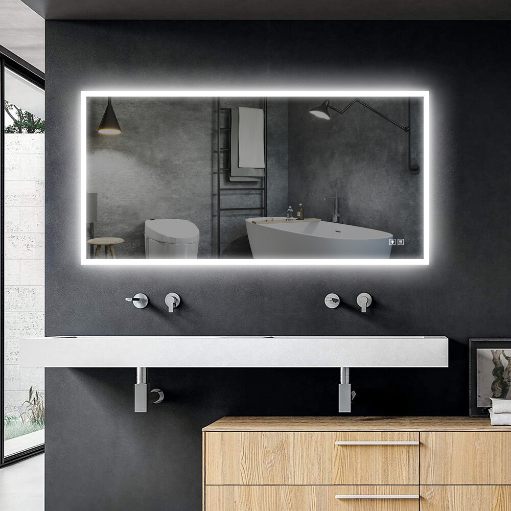 Badkamerspiegel - Starlight - Rechthoek - 120x60cm - Spiegelverwarming - 3-standen Dimbare LED Verlichting - Touch Sensor