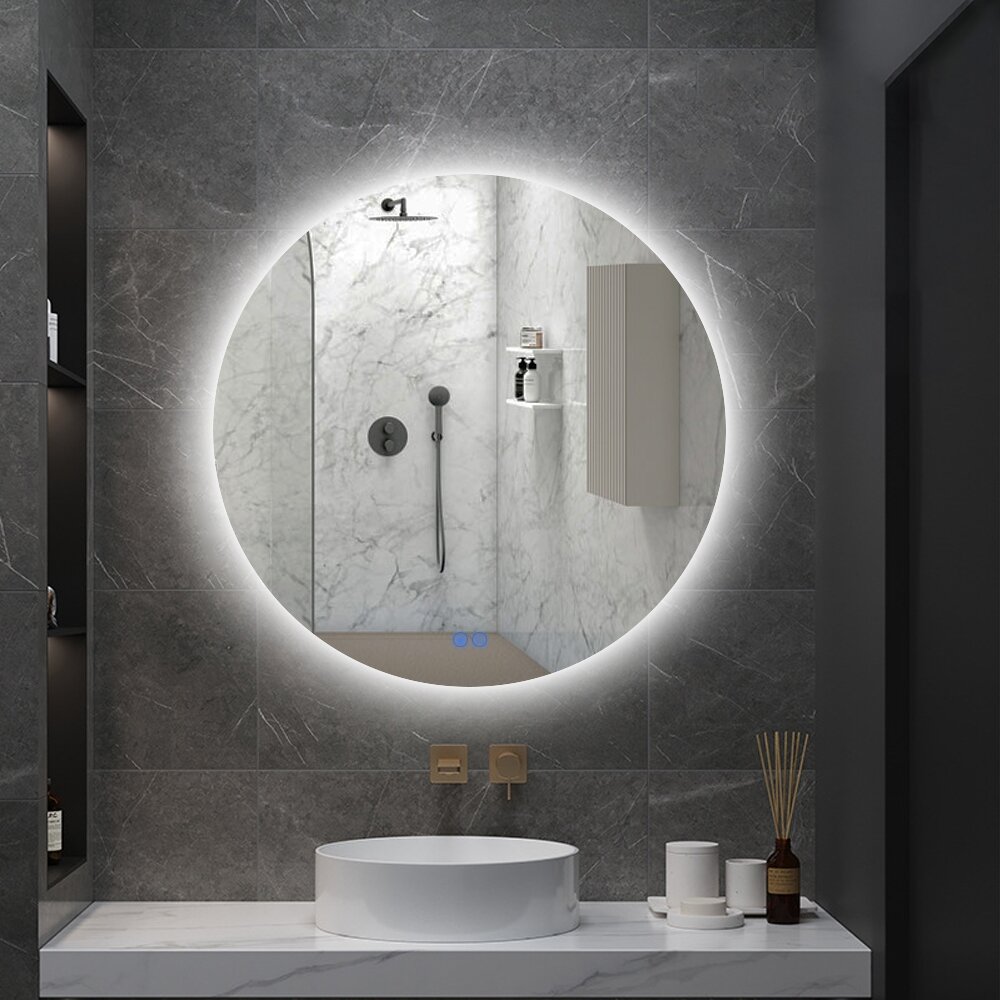 Badkamerspiegel - Sunlight - Rond - 100cm - Spiegelverwarming - 3-standen Dimbare LED Verlichting - Touch Sensor