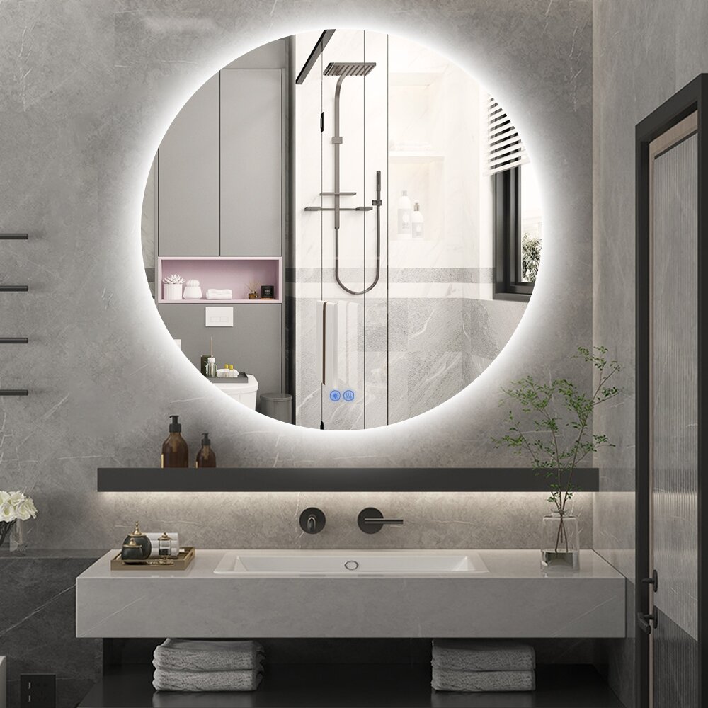 Badkamerspiegel - Sunlight - Rond - 120cm - Spiegelverwarming - 3-standen Dimbare LED Verlichting - Touch Sensor