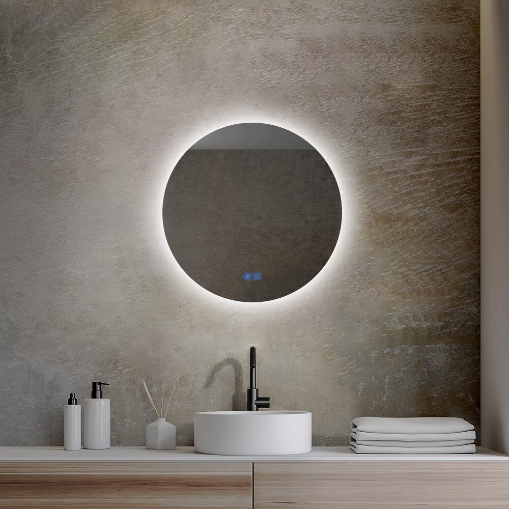 Badkamerspiegel - Sunlight - Rond - 60cm - Spiegelverwarming - 3-standen Dimbare LED Verlichting - Touch Sensor