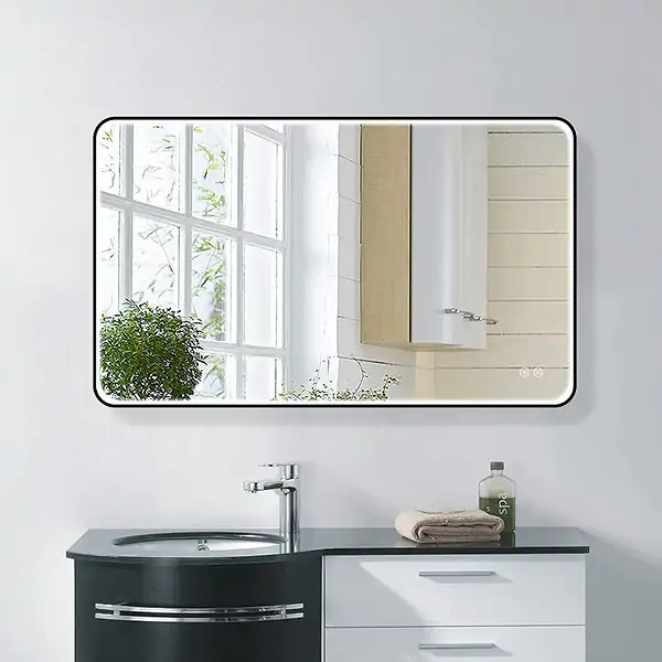 Badkamerspiegel - Summerlight - Rechthoek - Zwarte Rand - 120x60cm - Spiegelverwarming - 3-standen Dimbare LED Verlichting - Touch Sensor